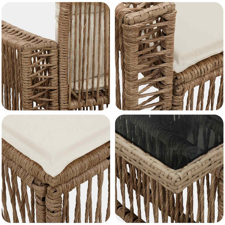 Havesofa Sæt 10 stk. Beige og cremehvid polyrattan