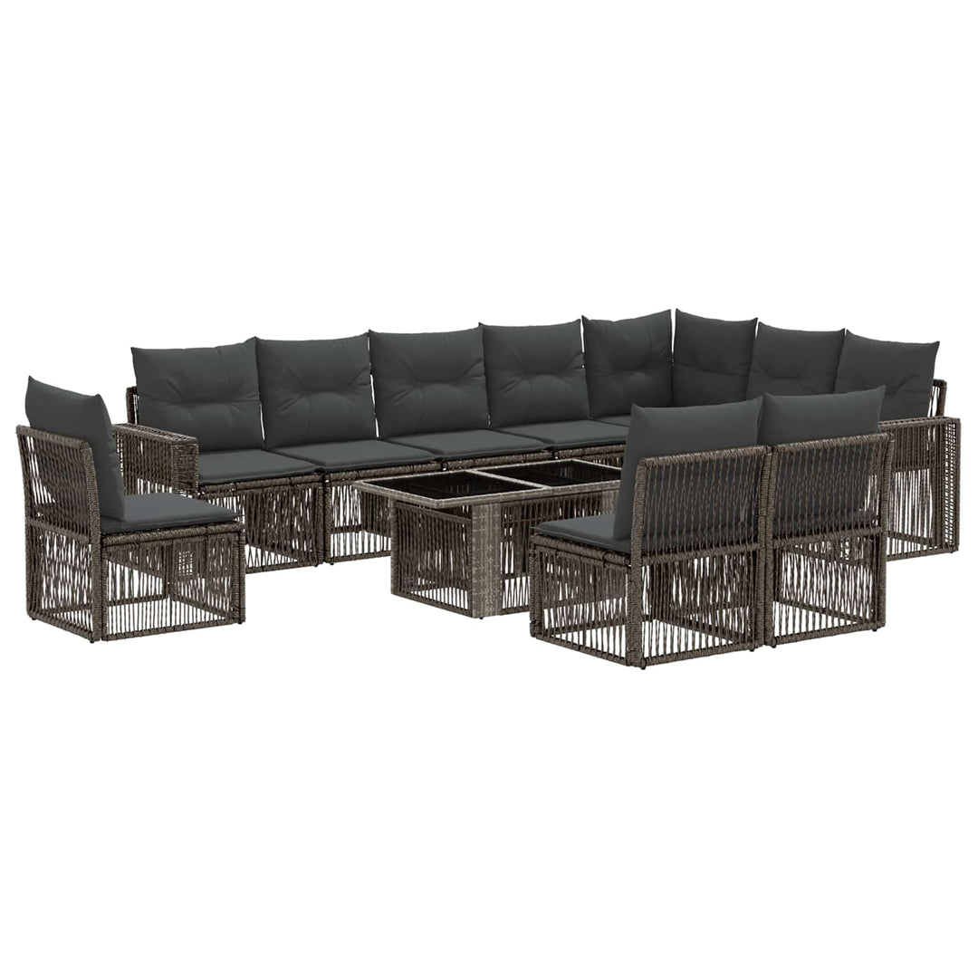 Havesofa Sæt 11 stk. Grå og Mørkegrå polyrattan