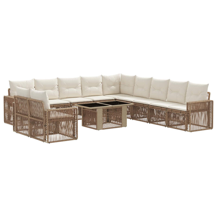 Havesofa Sæt 12 stk. Beige og cremehvid polyrattan