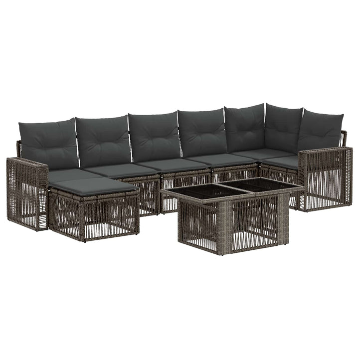 Havesofa Sæt 8 stk. Grå og Mørkegrå polyrattan