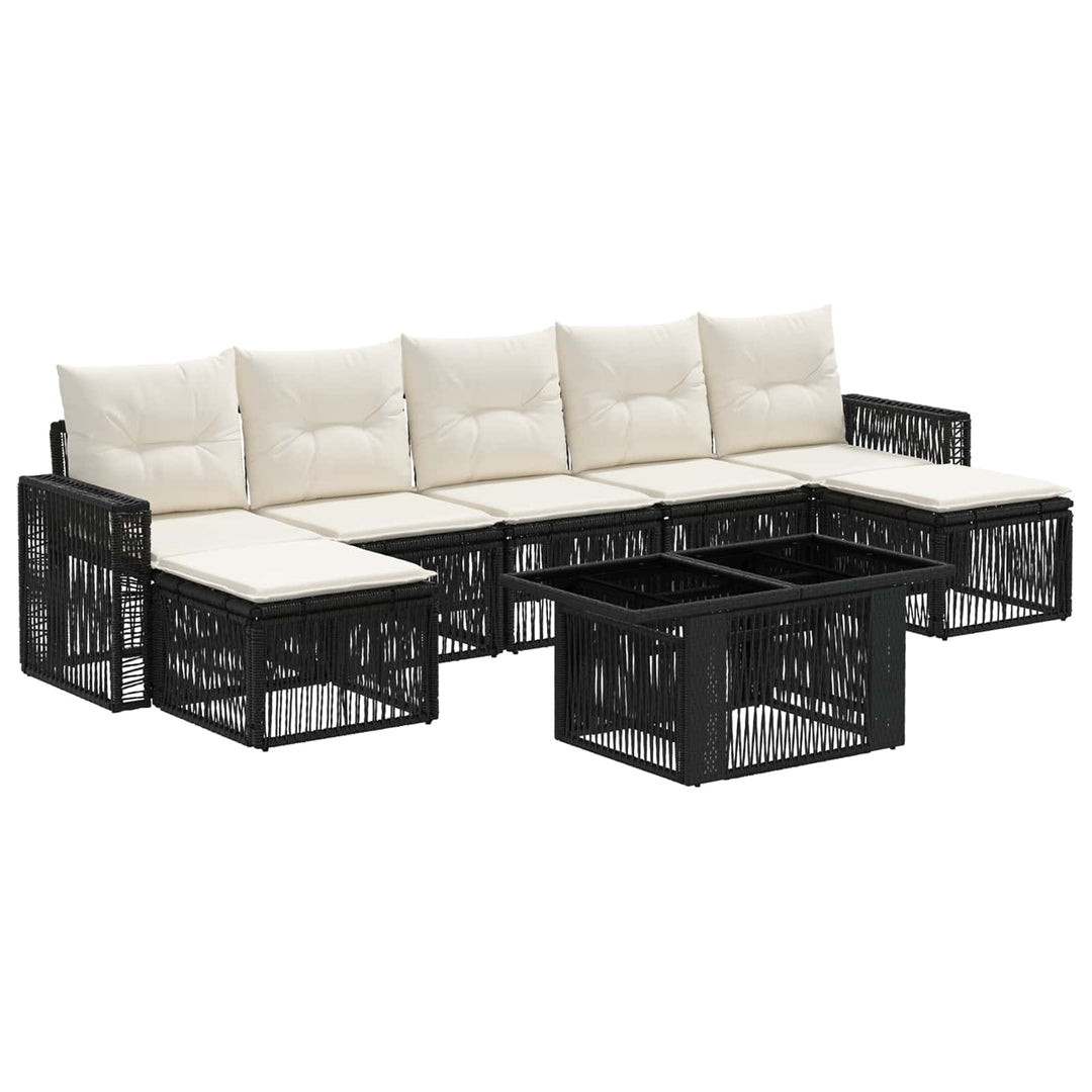 Havesofa Sæt 8 stk. Sort og Cremehvid polyrattan