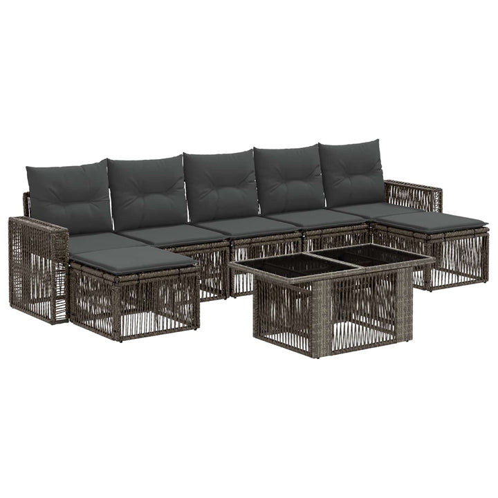 Havesofa Sæt 8 stk. Grå og Mørkegrå polyrattan