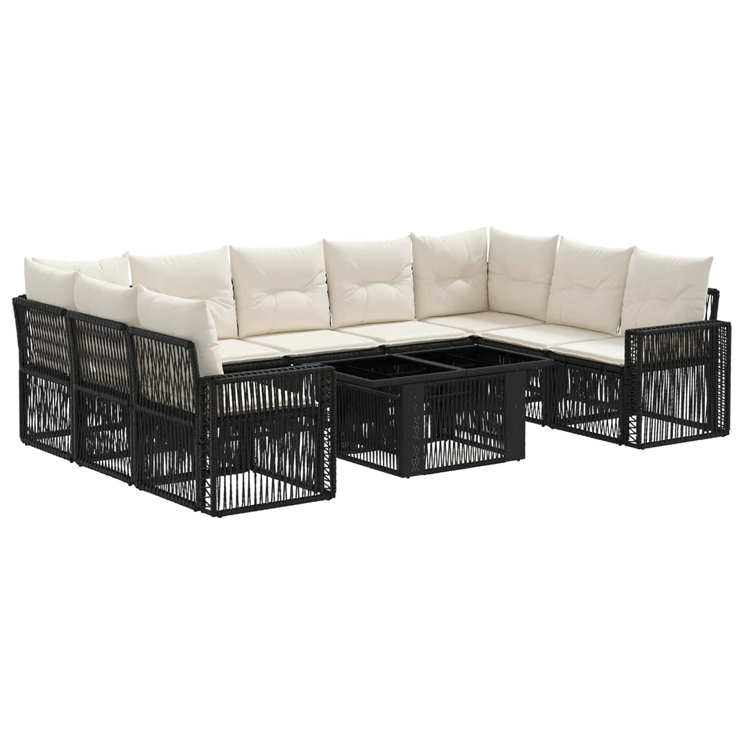Havesofa Sæt 10 stk. Sort og Cremehvid polyrattan