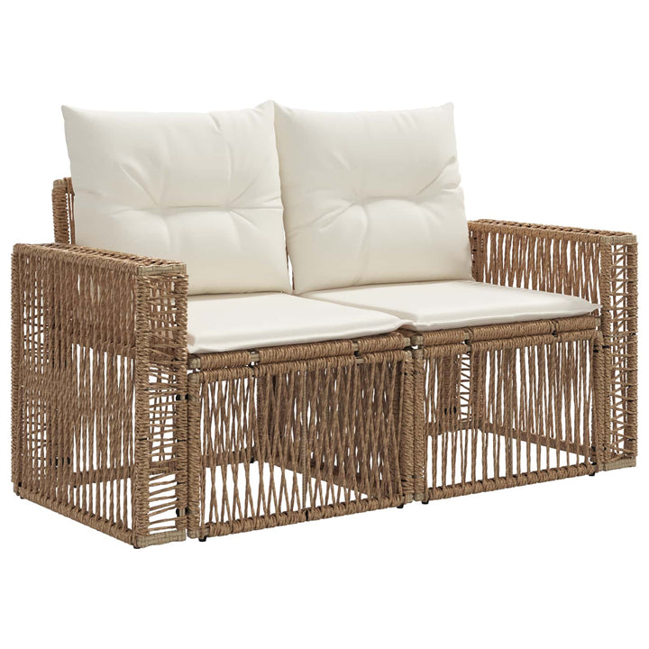 Havesofa Sæt 10 stk. Beige og cremehvid polyrattan