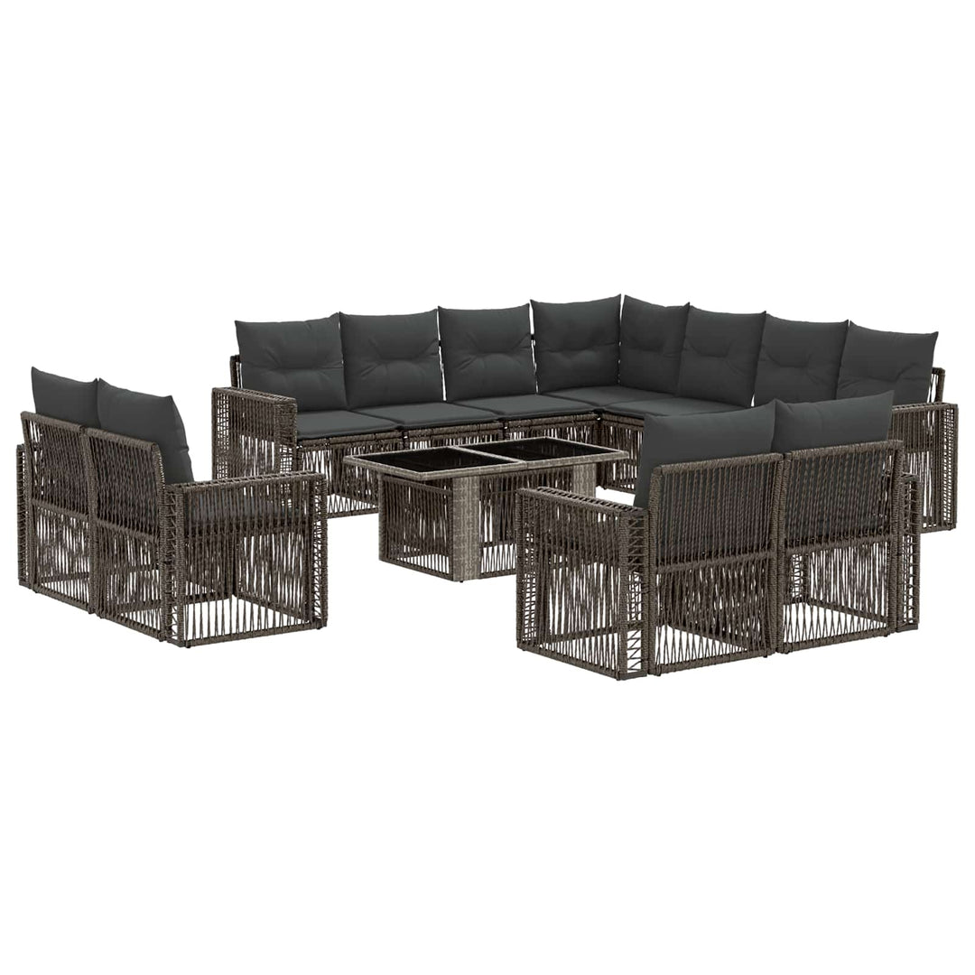Havesofa Sæt 12 stk. Grå og Mørkegrå polyrattan
