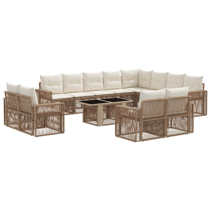 Havesofa Sæt 13 stk. Beige og cremehvid polyrattan