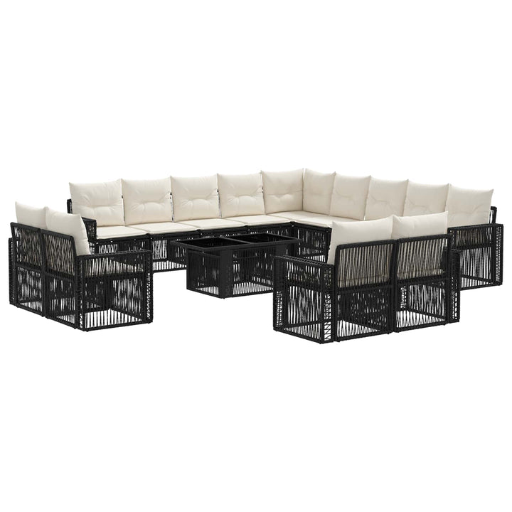 Havesofa Sæt 14 stk. Sort og Cremehvid polyrattan