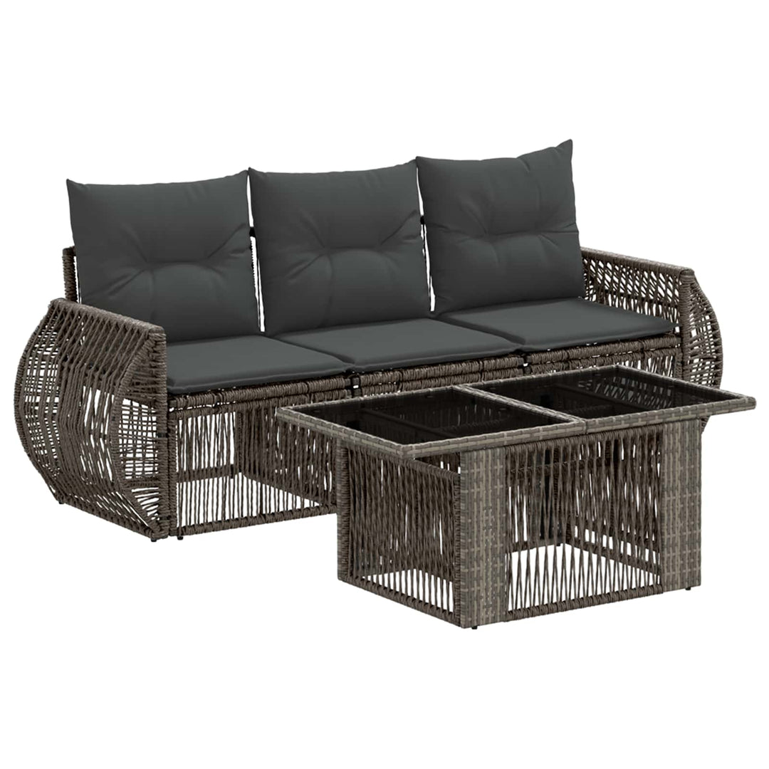 Havesofa Sæt 4 stk. Grå og Mørkegrå polyrattan