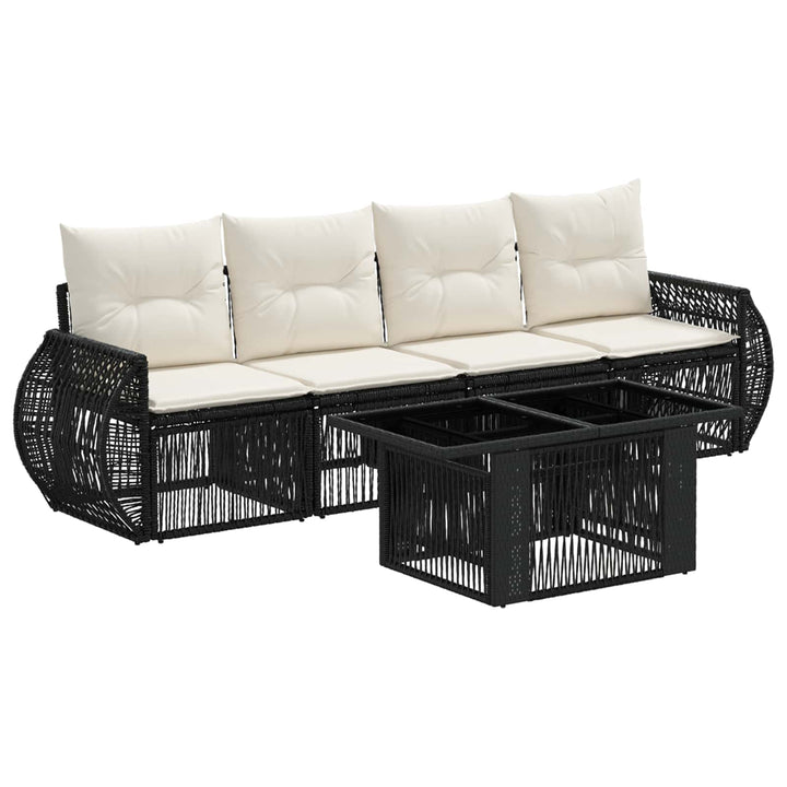 Havesofa Sæt 5 stk. Sort og Cremehvid polyrattan