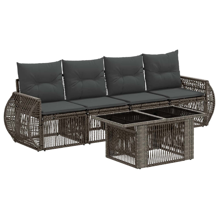 Havesofa Sæt 5 stk. Grå og Mørkegrå polyrattan