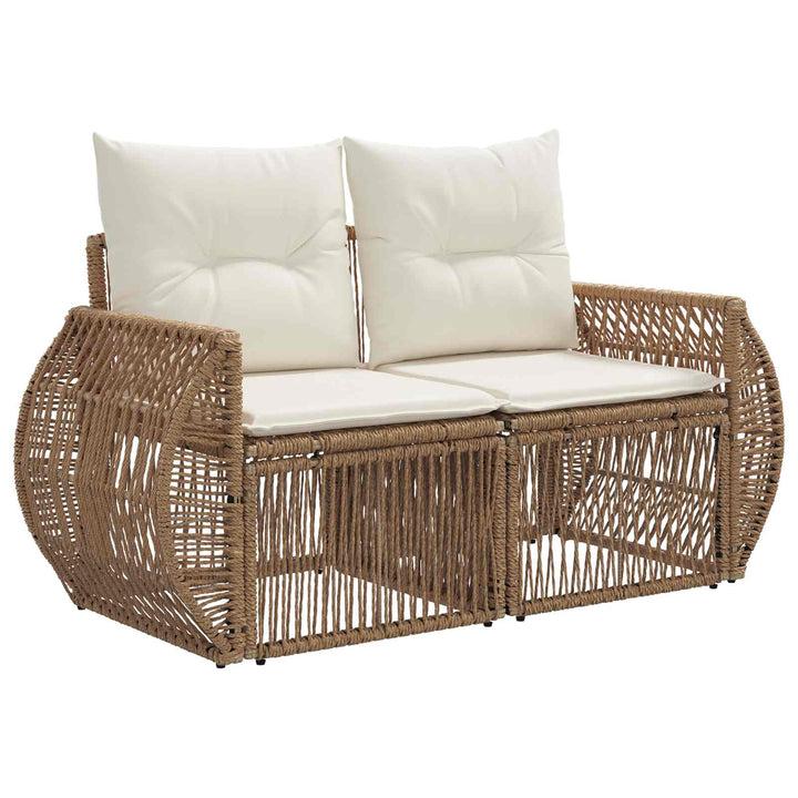 Havesofa Sæt 5 stk. Beige og cremehvid polyrattan