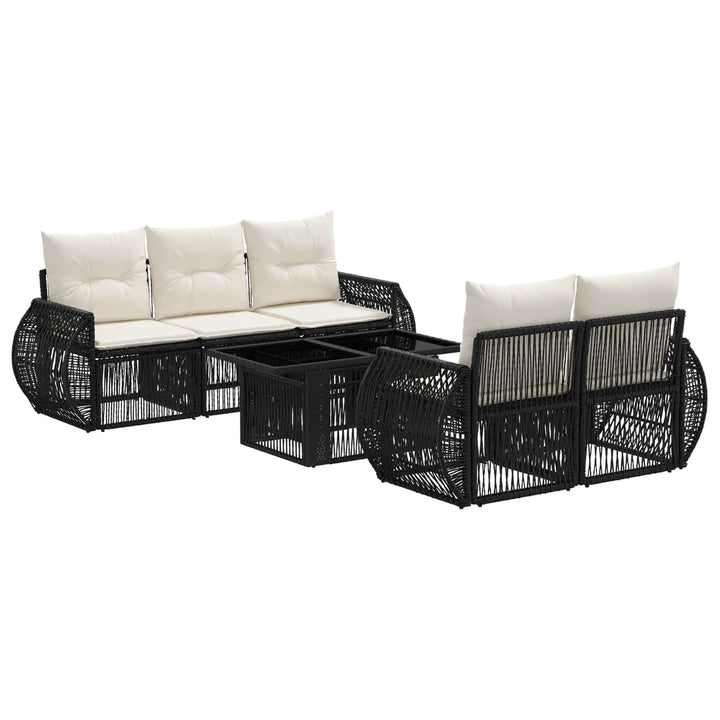 Havesofa Sæt 6 stk. Sort og Cremehvid polyrattan