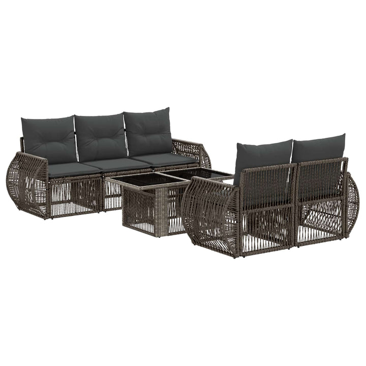 Havesofa Sæt 6 stk. Grå og Mørkegrå polyrattan