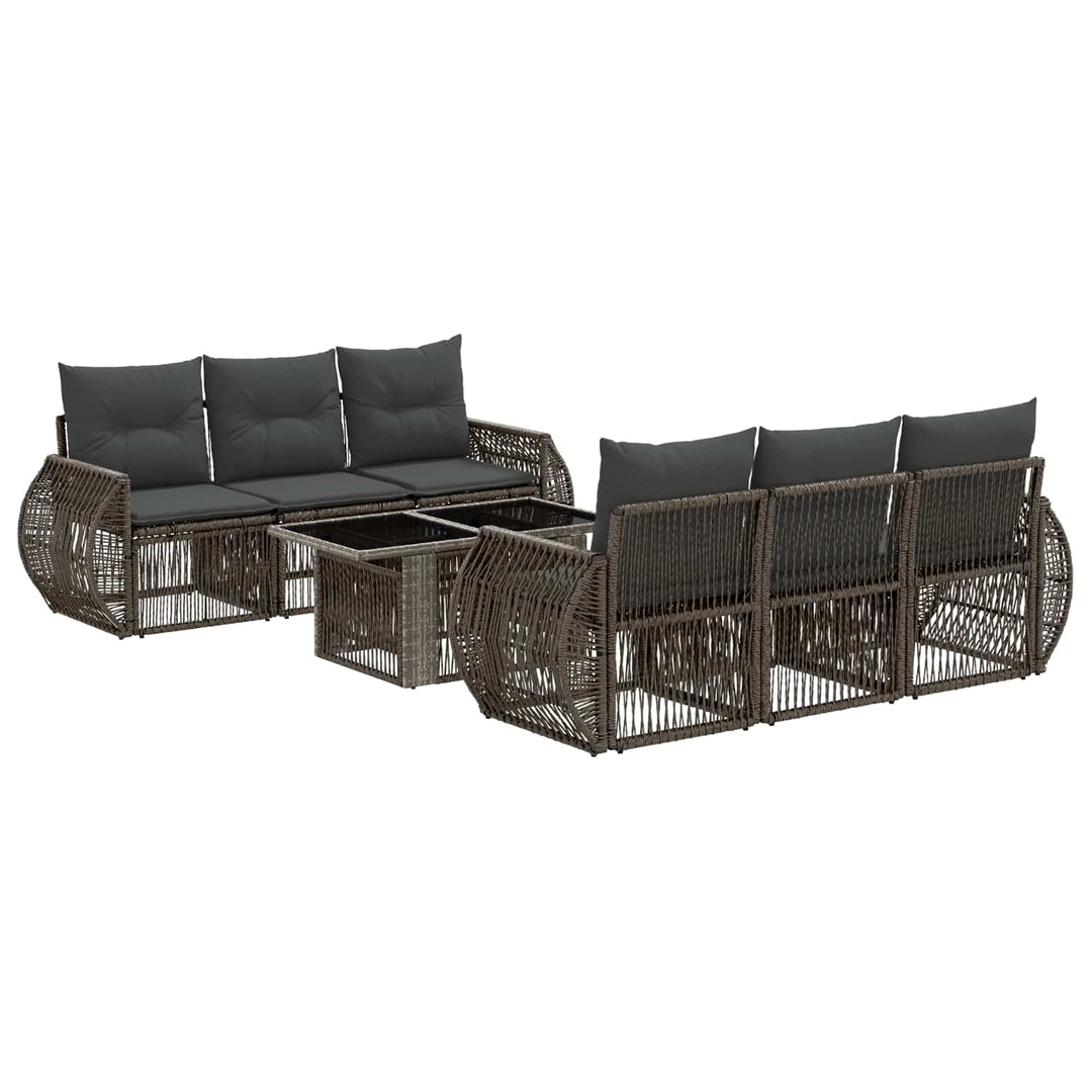 Havesofa Sæt 7 stk. Grå og Mørkegrå polyrattan