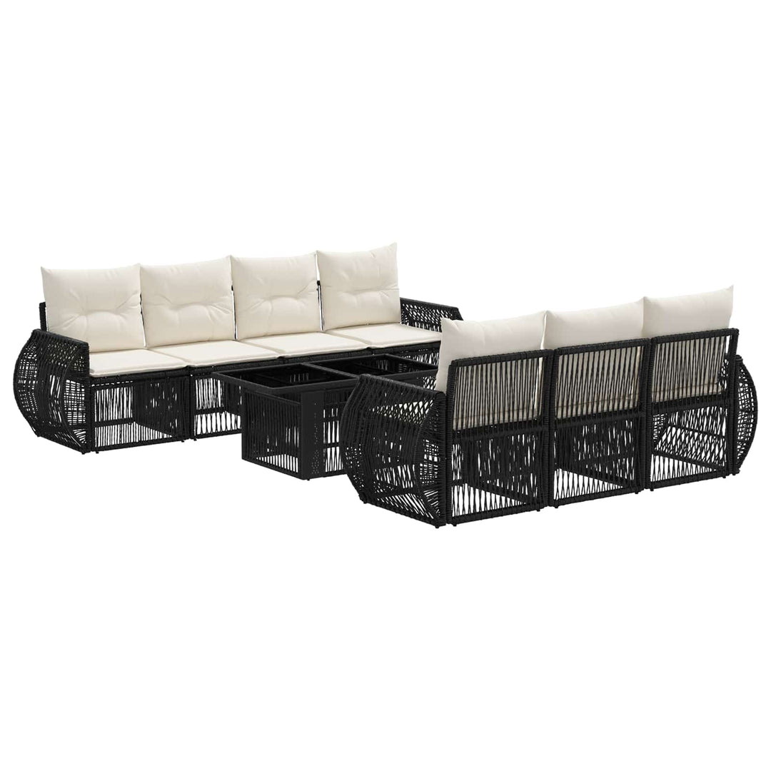 Havesofa Sæt 8 stk. Sort og Cremehvid polyrattan