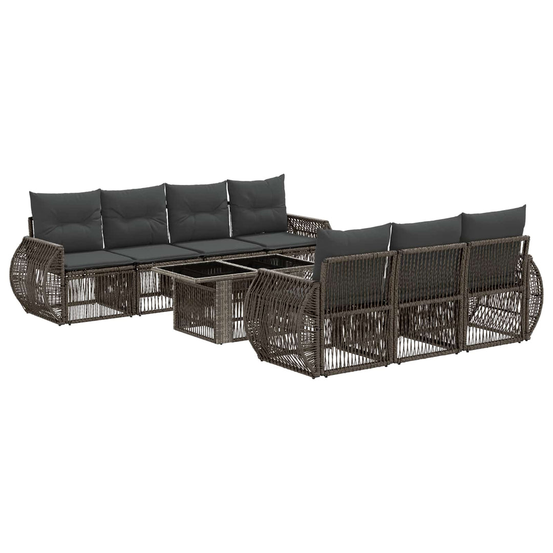 Havesofa Sæt 8 stk. Grå og Mørkegrå polyrattan