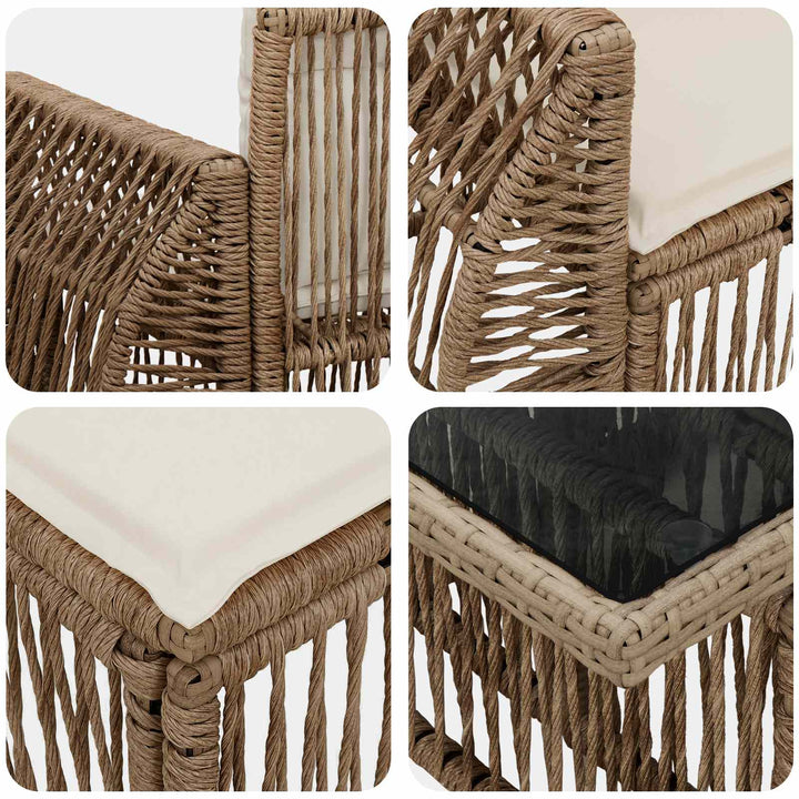 Havesofa Sæt 8 stk. Beige og cremehvid polyrattan
