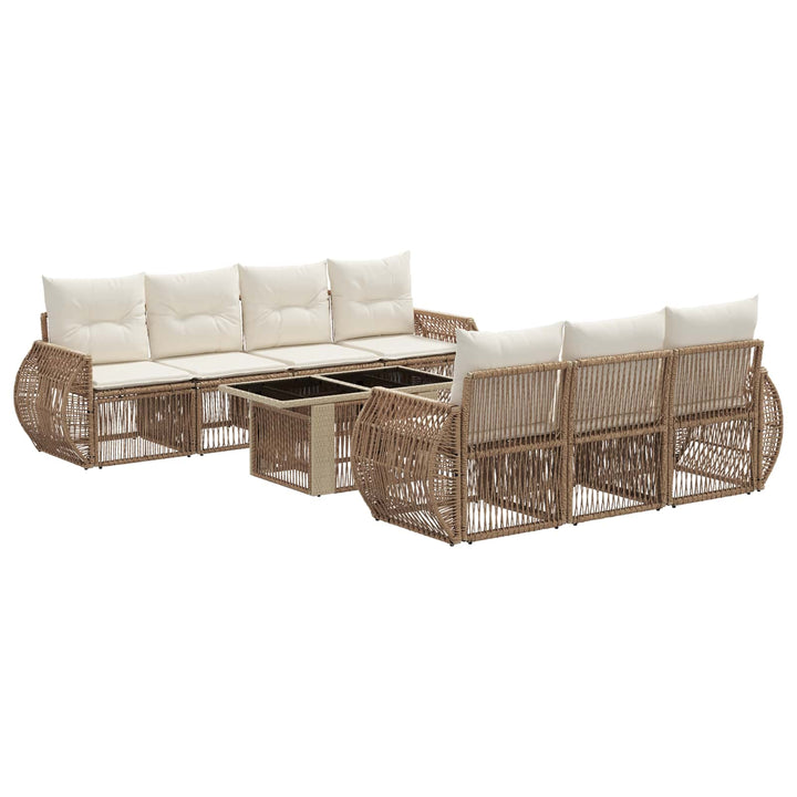 Havesofa Sæt 8 stk. Beige og cremehvid polyrattan