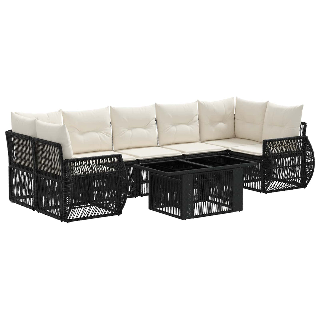 Havesofa Sæt 8 stk. Sort og Cremehvid polyrattan