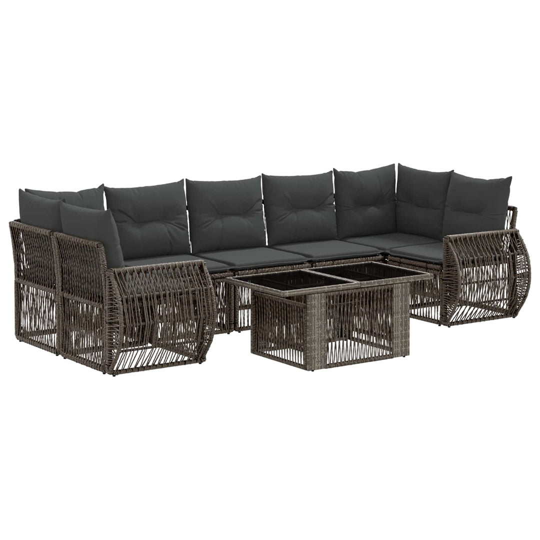 Havesofa Sæt 8 stk. Grå og Mørkegrå polyrattan