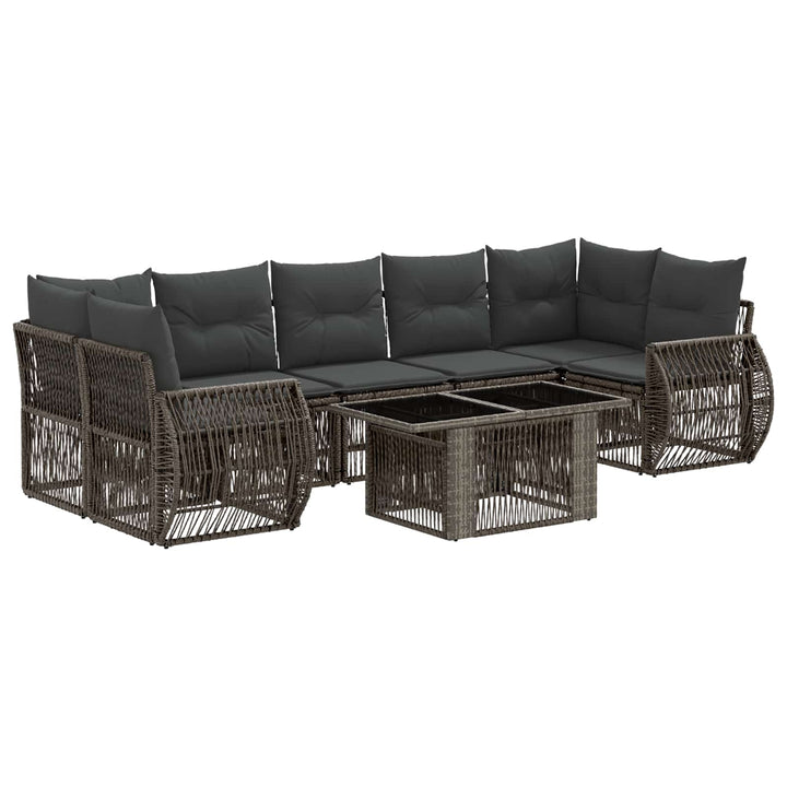 Havesofa Sæt 8 stk. Grå og Mørkegrå polyrattan