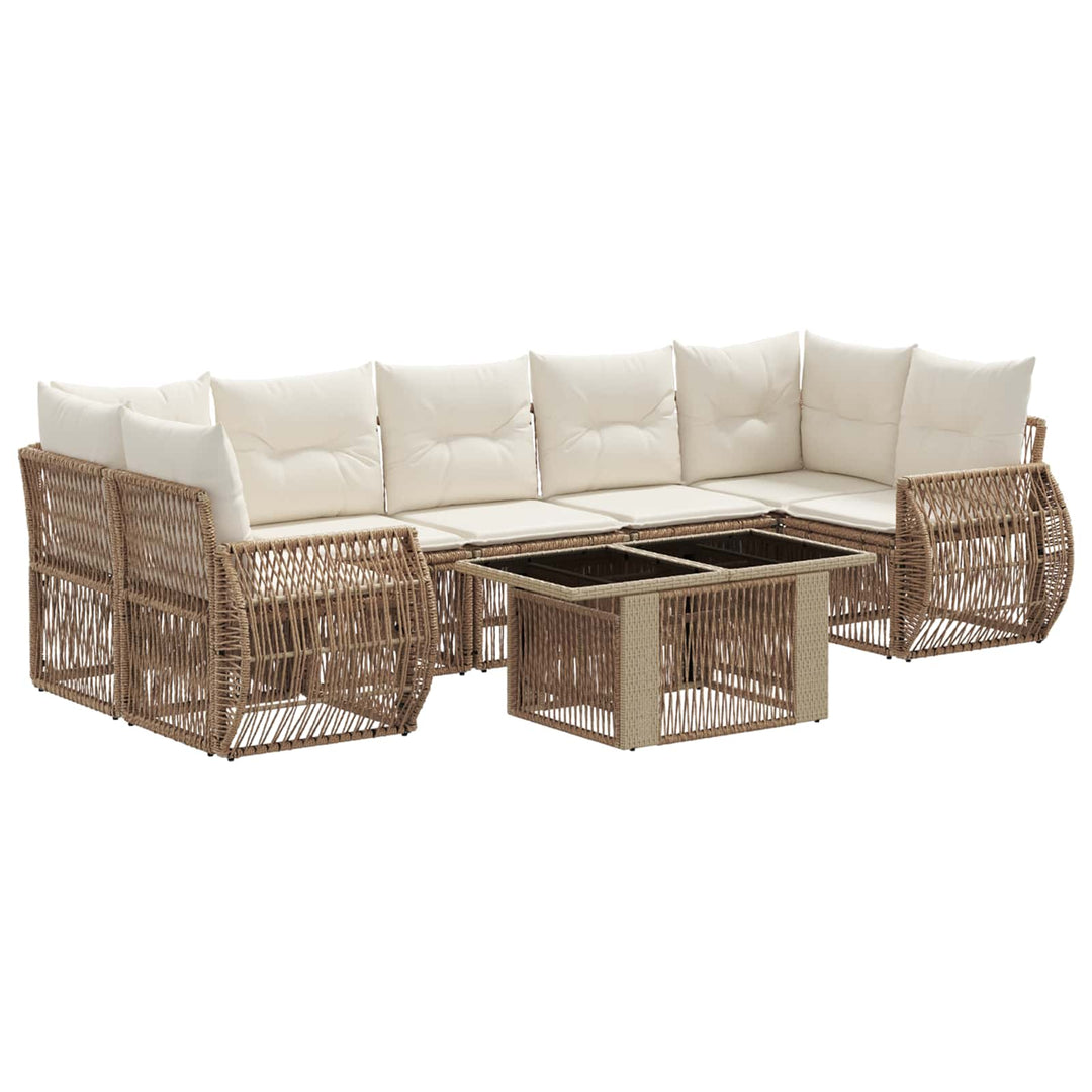 Havesofa Sæt 8 stk. Beige og cremehvid polyrattan