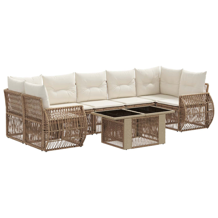 Havesofa Sæt 8 stk. Beige og cremehvid polyrattan
