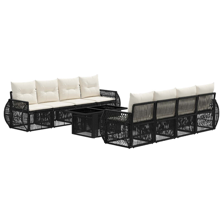 Havesofa Sæt 9 stk. Sort og Cremehvid polyrattan