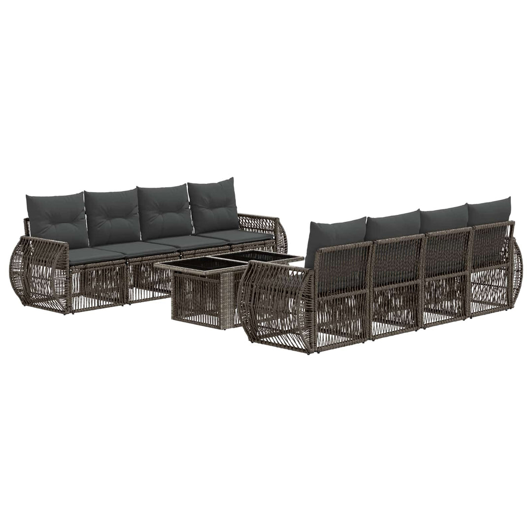 Havesofa Sæt 9 stk. Grå og Mørkegrå polyrattan