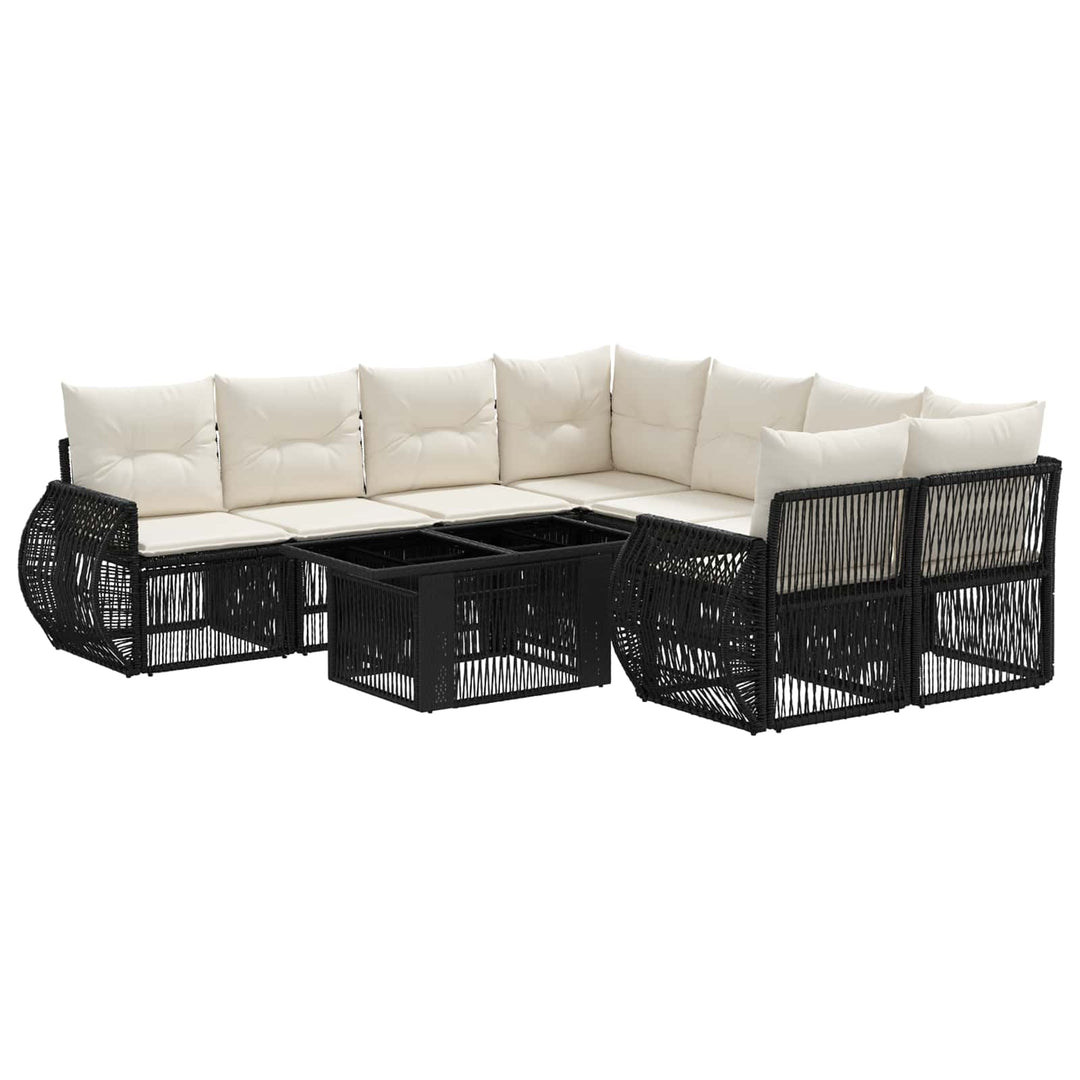 Havesofa Sæt 9 stk. Sort og Cremehvid polyrattan
