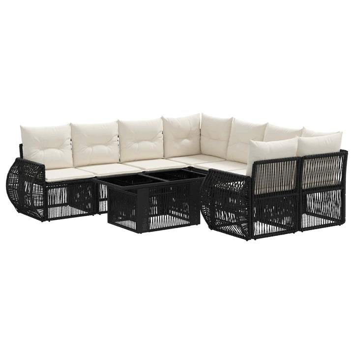 Havesofa Sæt 9 stk. Sort og Cremehvid polyrattan