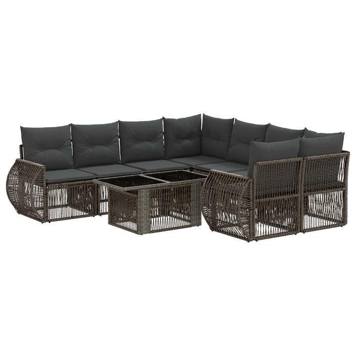 Havesofa Sæt 9 stk. Grå og Mørkegrå polyrattan