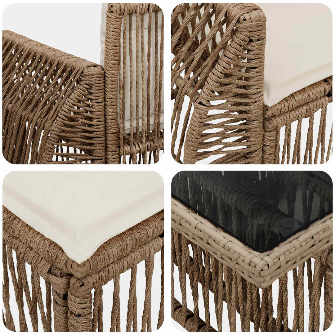Havesofa Sæt 13 stk. Beige og cremehvid polyrattan