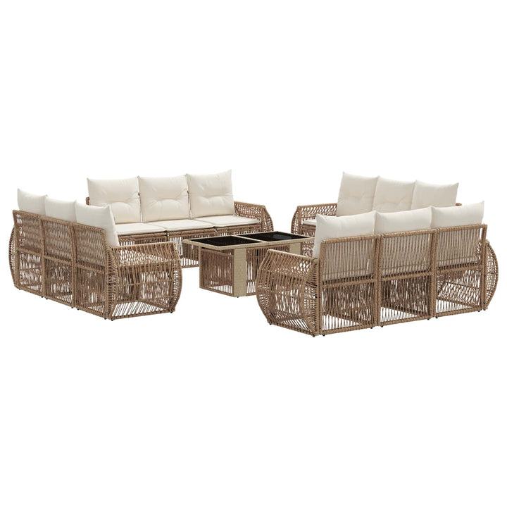Havesofa Sæt 13 stk. Beige og cremehvid polyrattan