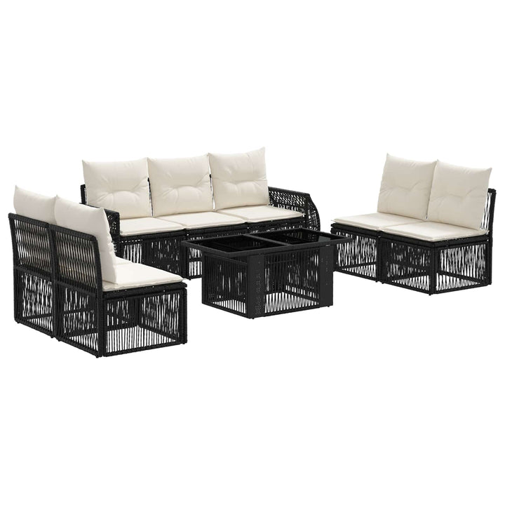 Havesofa Sæt 8 stk. Sort og Cremehvid polyrattan