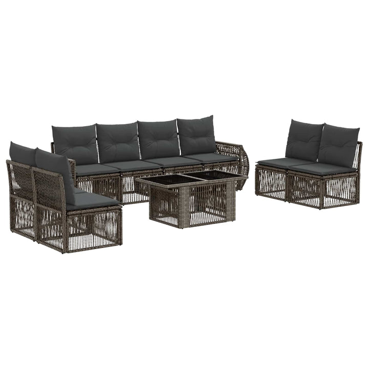 Havesofa Sæt 9 stk. Grå og Mørkegrå polyrattan