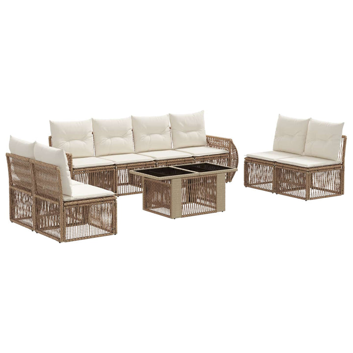Havesofa Sæt 9 stk. Beige og cremehvid polyrattan