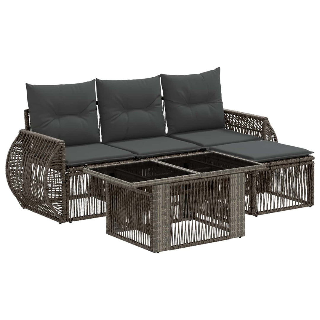 Havesofa Sæt 5 stk. Grå og Mørkegrå polyrattan