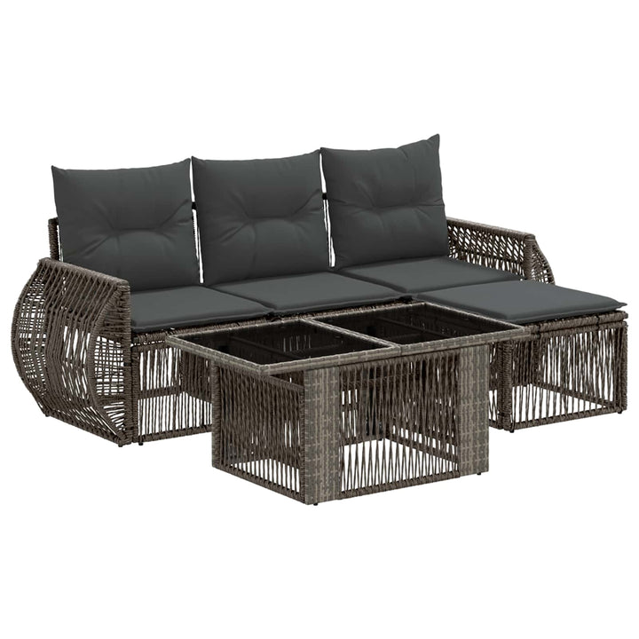 Havesofa Sæt 5 stk. Grå og Mørkegrå polyrattan