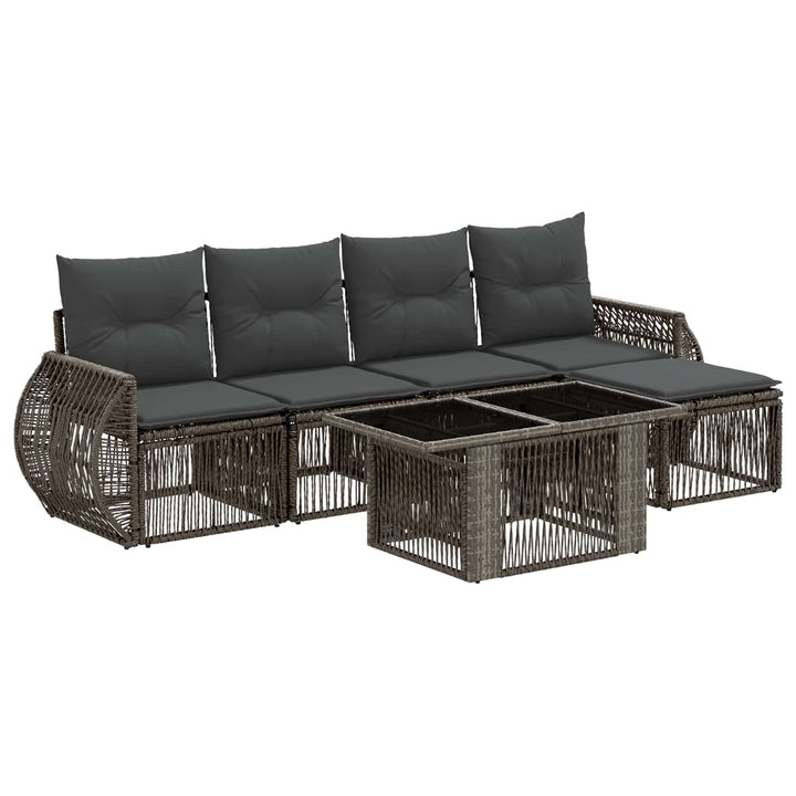 Havesofa Sæt 6 stk. Grå og Mørkegrå polyrattan