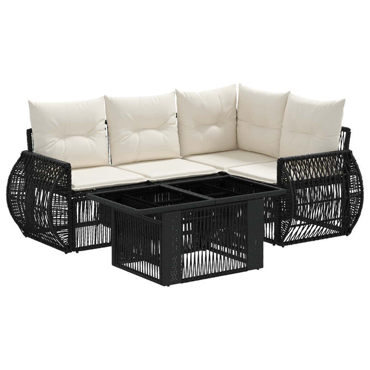 Havesofa Sæt 5 stk. Sort og Cremehvid polyrattan