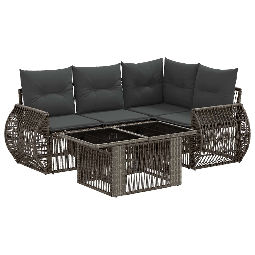 Havesofa Sæt 5 stk. Grå og Mørkegrå polyrattan