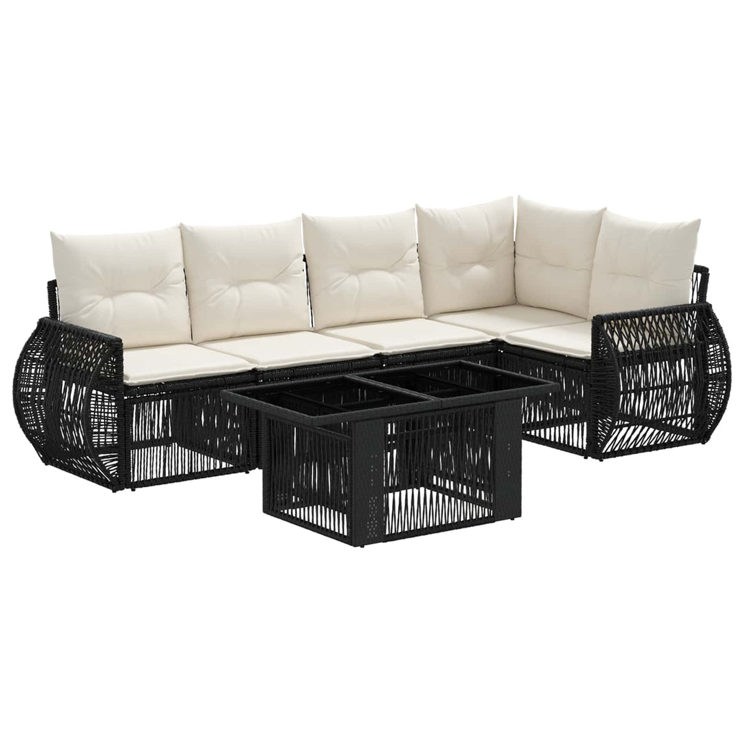 Havesofa Sæt 6 stk. Sort og Cremehvid polyrattan