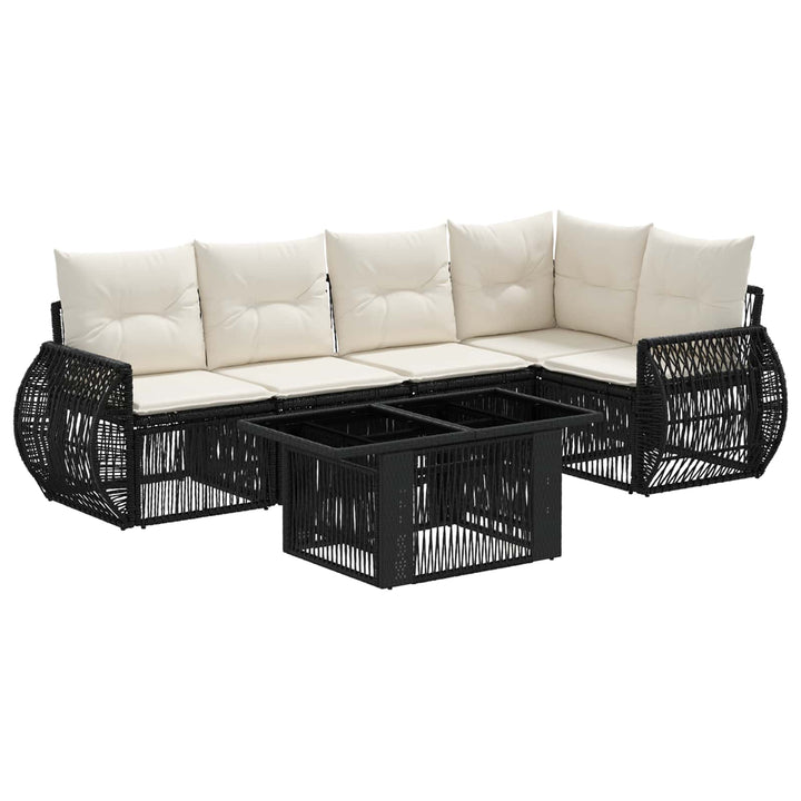 Havesofa Sæt 6 stk. Sort og Cremehvid polyrattan