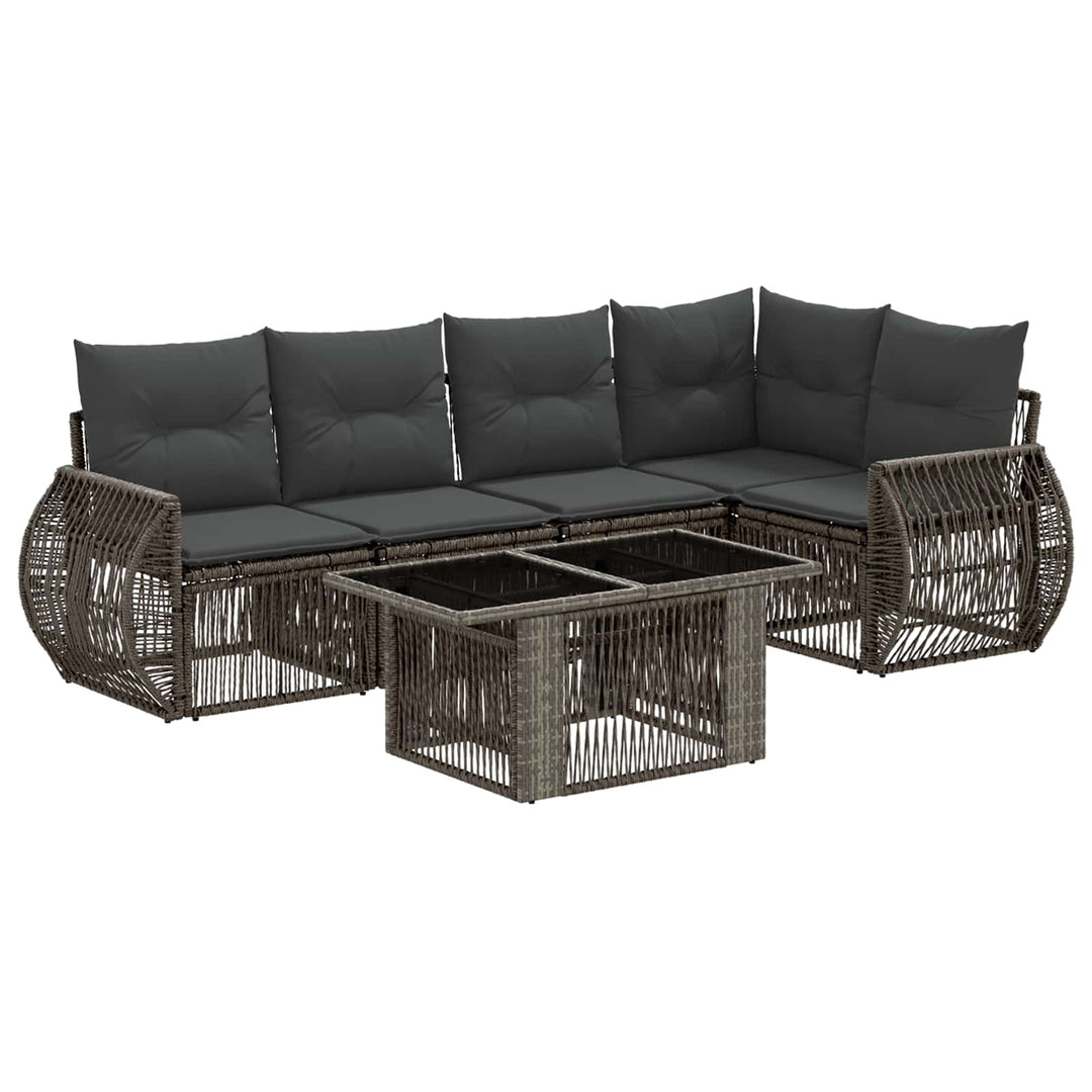 Havesofa Sæt 6 stk. Grå og Mørkegrå polyrattan