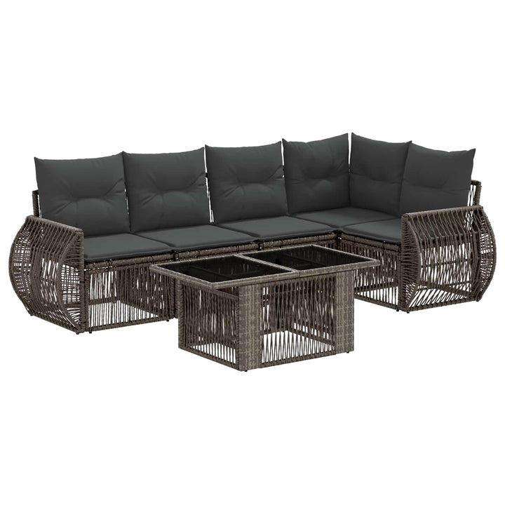 Havesofa Sæt 6 stk. Grå og Mørkegrå polyrattan