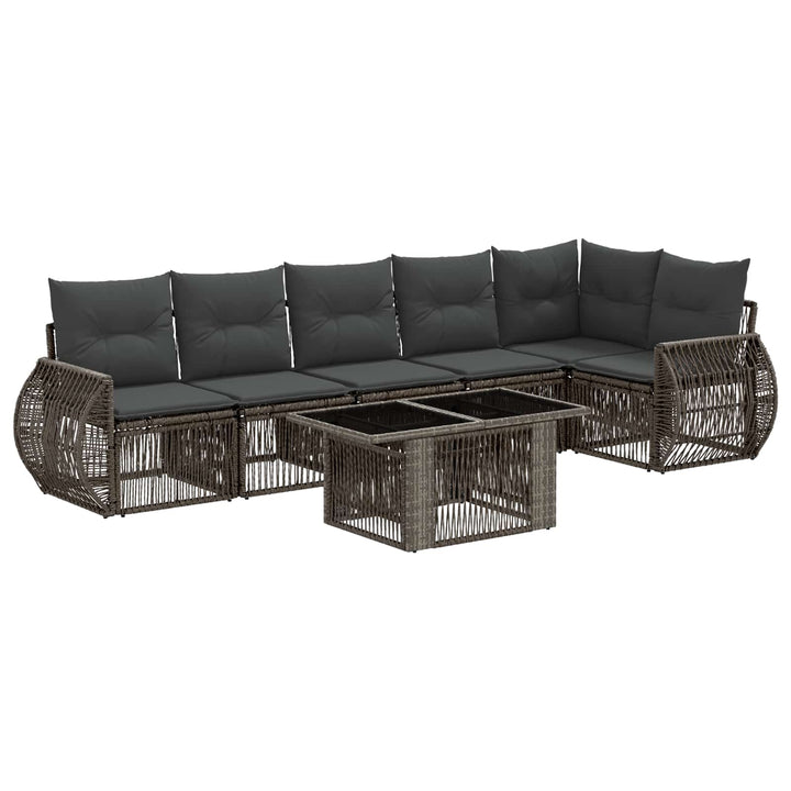 Havesofa Sæt 7 stk. Grå og Mørkegrå polyrattan