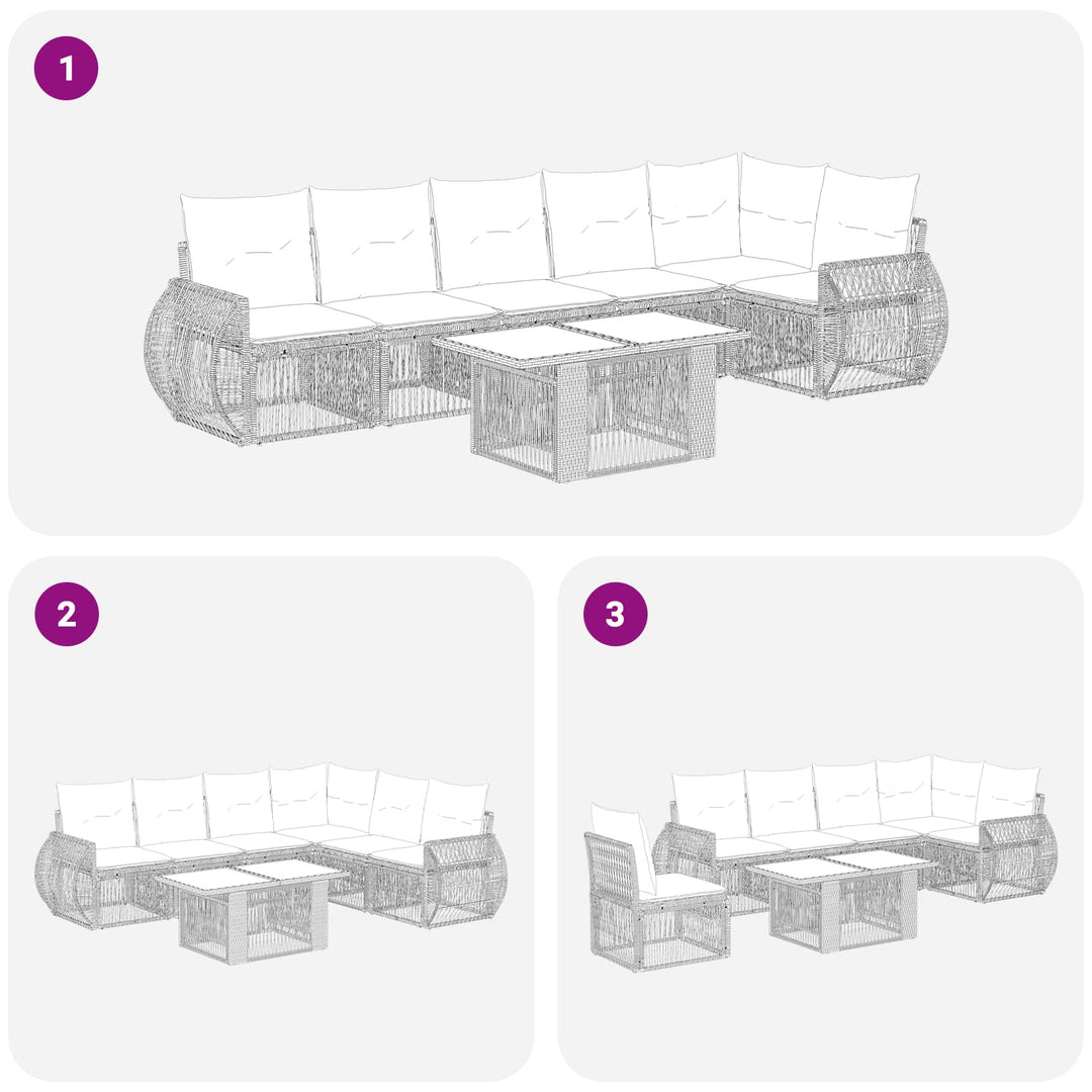Havesofa Sæt 7 stk. Grå og Mørkegrå polyrattan