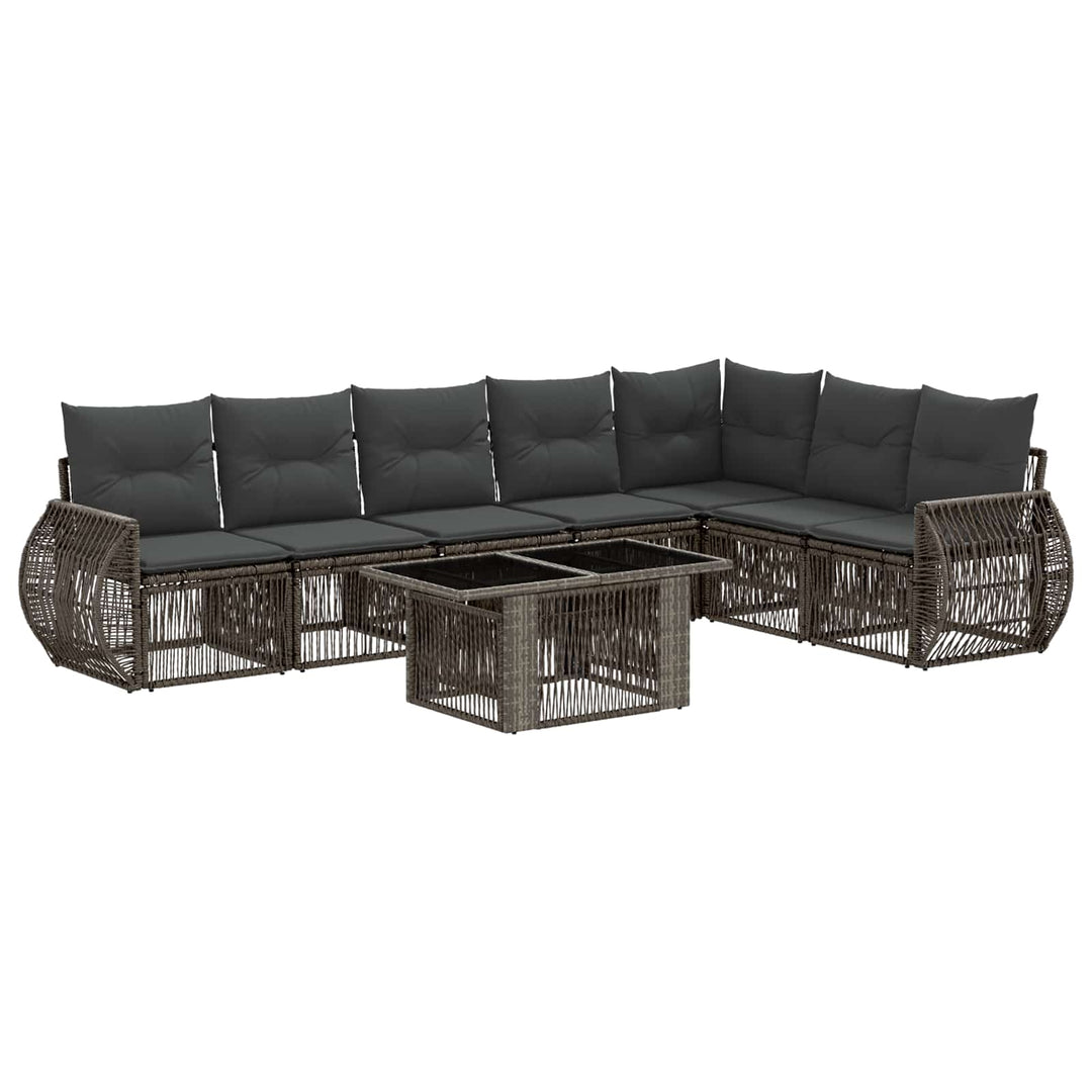 Havesofa Sæt 8 stk. Grå og Mørkegrå polyrattan