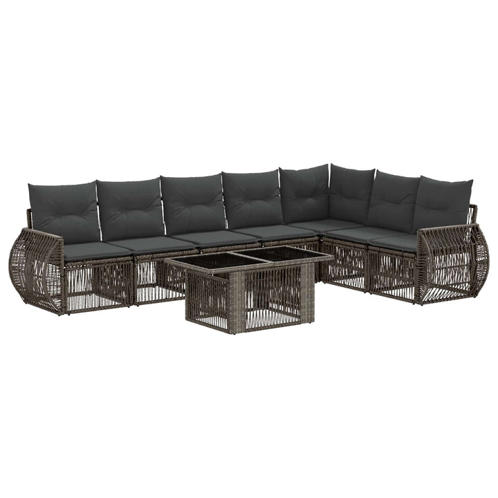 Havesofa Sæt 8 stk. Grå og Mørkegrå polyrattan